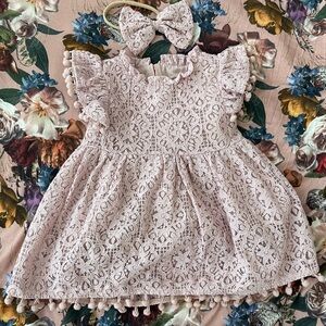 Pink Lace Baby Dress with Bow